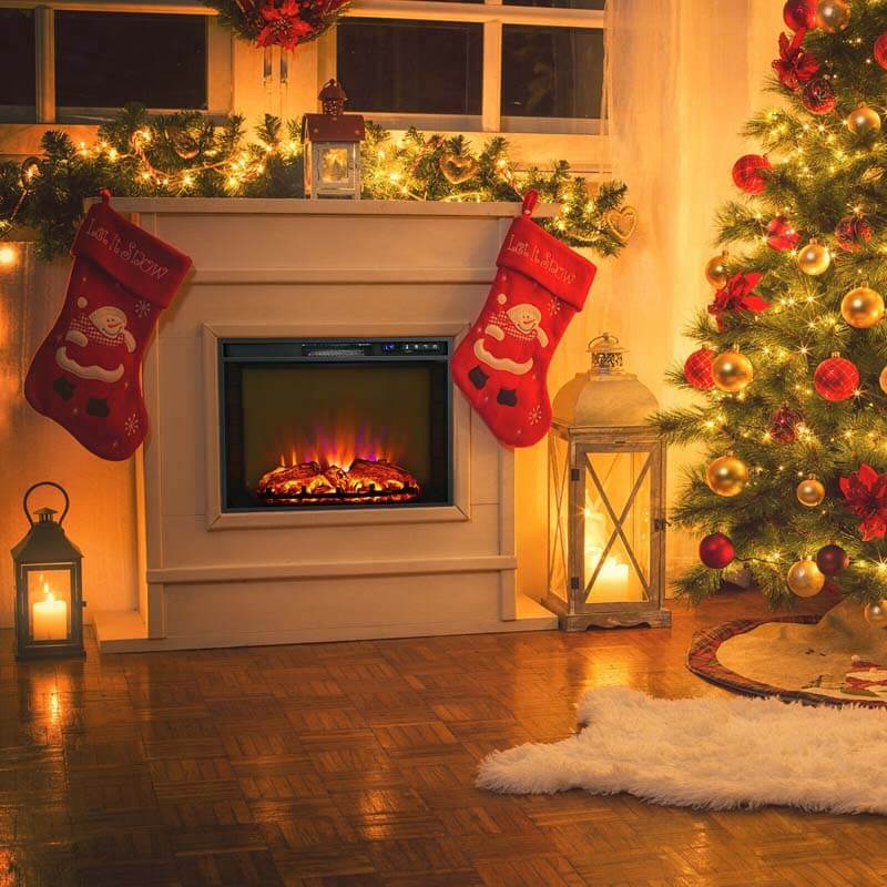 26′′ 1500W Electric Fireplace Insert, Recessed Electric Fireplace Heater with Adjustable Flame Effect