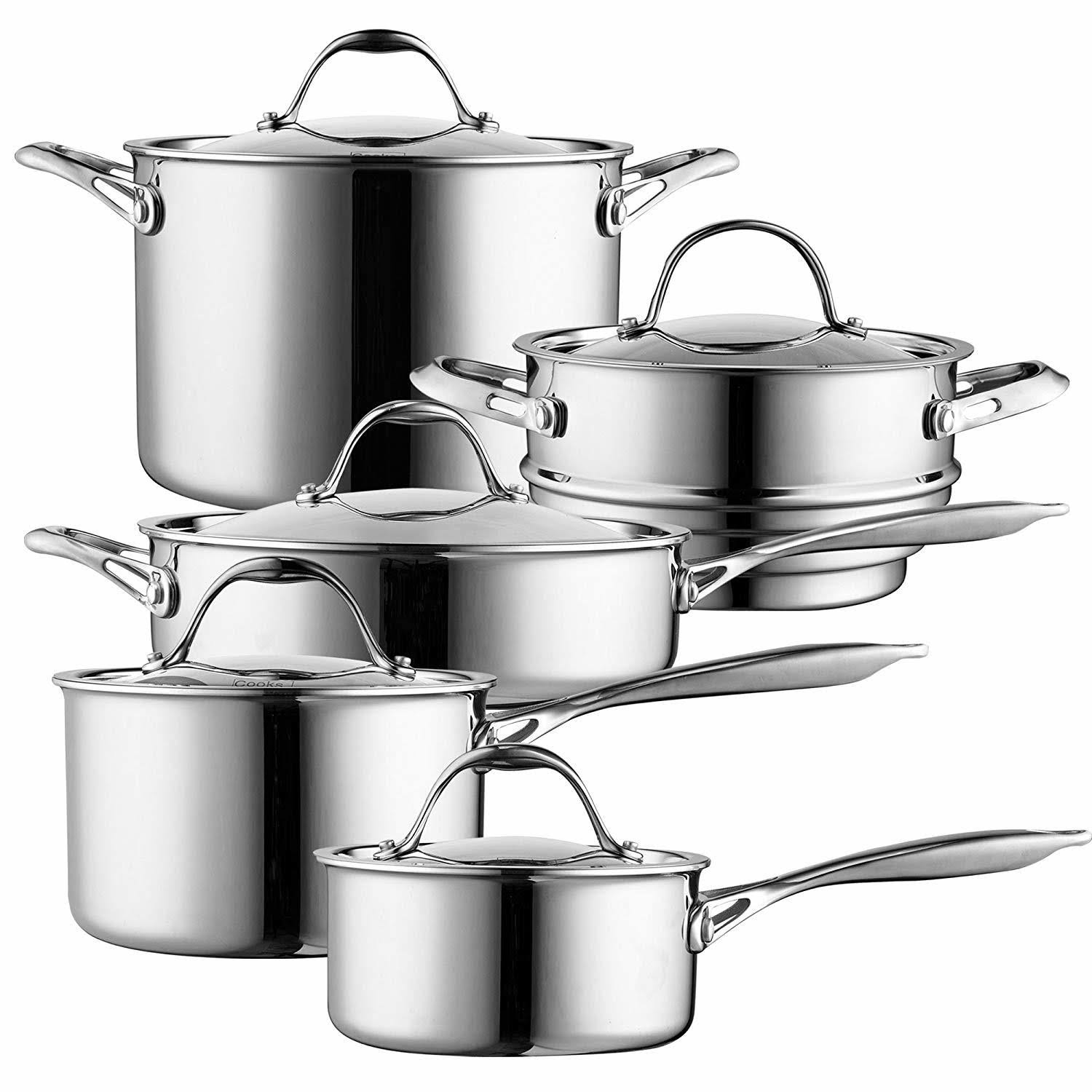 Cooks Standard 10 Piece Multi-Ply Clad Cookware Set Stainless Steel