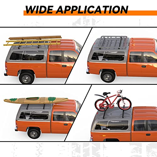 60" Truck Cap & Topper Ladder Roof Rack Adjustable Van Rack for Kayak Canoe Lumber Pipe(Max Load 500lbs)