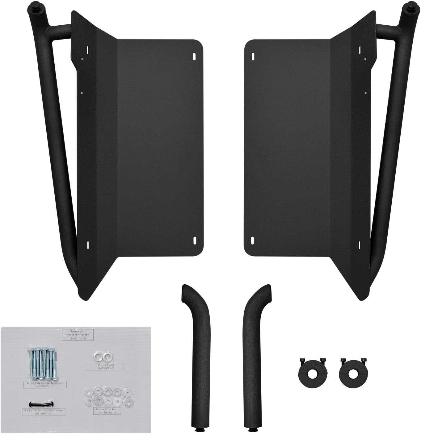 SuperATV Rock Sliders Nerf Bars Tree Kickers for 2016+ Yamaha YXZ / SE / SS | Black | Constructed of 1.75" Heavy-Duty Tubing | Powder Coat Finish |  Bolt-on mounting