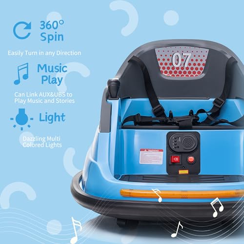 12V 3-Speeds Electric Ride On Bumper Car for Kids & Toddlers 1.5-6 Years Old,Ride on Bumper Car Remote Control,LED Lights, Bluetooth & 360 Degree Spin, Hot Pink