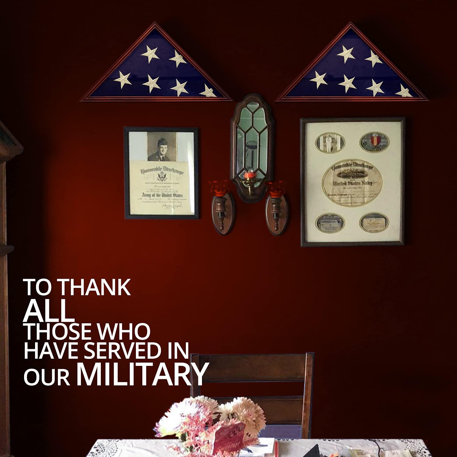 Anley Solid Wood Magnetic Closure Memorial Flag Display Case - Real Glass Front - Wall Mounted Burial Flag Frame - American Veteran USA 5' x9.5' Folded Flags Shadow Box
