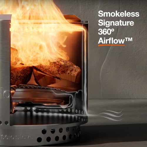 Solo Stove Yukon 2.0 + Stand, 27 Inch Smokeless Fire Pit – Portable Stainless Steel Outdoor Fireplace - 360° Airflow Technology and Removable Ash Pan – Ideal for 6 or More People, 43.9lbs, Bronze