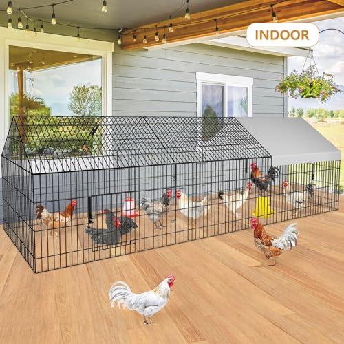 Metal Chicken Coop 87"×40" with Cover Chicken Run Pen for Yard Outdoor Large Portable Chicken Playpen Enclosure Rabbit Small Animal Dog Poultry Cat Cage Duck Hen (130" L x 40" W x 40" H)