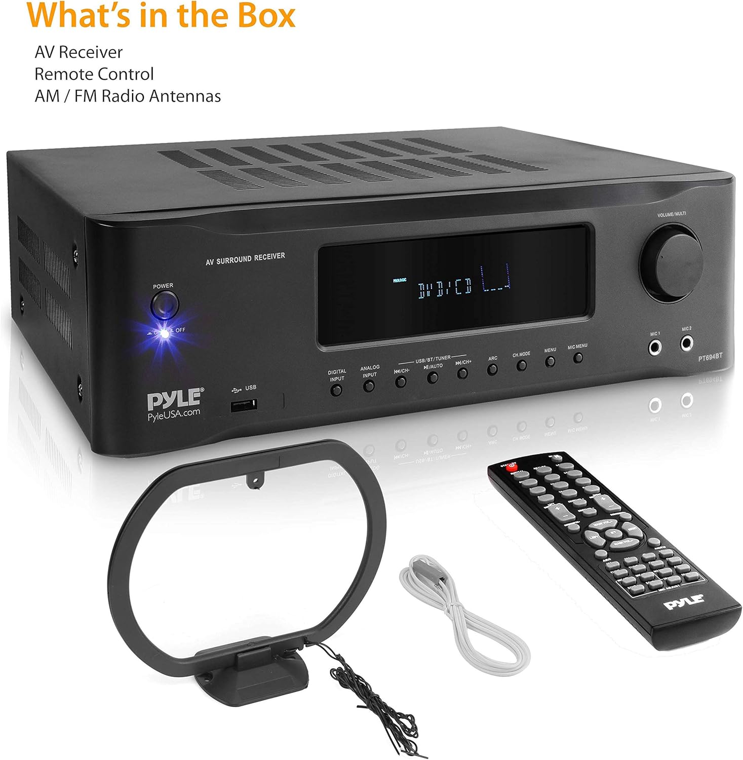 5.2-Channel Hi-Fi Bluetooth Stereo Amplifier - 1000 Watt AV Home Speaker Subwoofer Sound Receiver with Radio, USB, RCA, HDMI, Mic In, Wireless Streaming, Supports 4K UHD TV, 3D, Blu-Ray - Pyle PT694BT