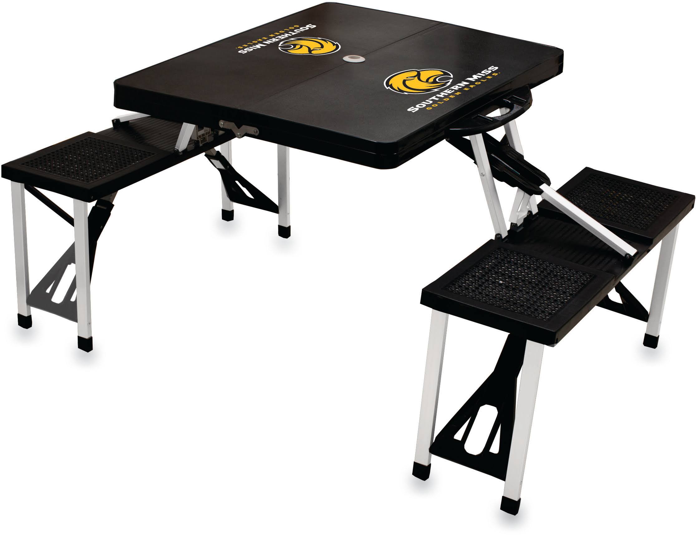 Picnic Time Picnic Table Black Southern Miss Golden Eagles