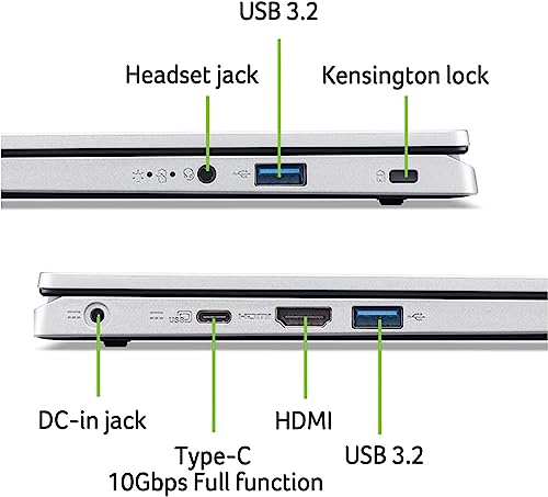acer Aspire 3 A314-23P-R3QA Slim Laptop | 14.0" Full HD IPS Display | AMD Ryzen 5 7520U Quad-Core Processor | AMD Radeon Graphics | 8GB LPDDR5 | 512GB NVMe SSD | Wi-Fi 6 | Windows 11 Home,Silver