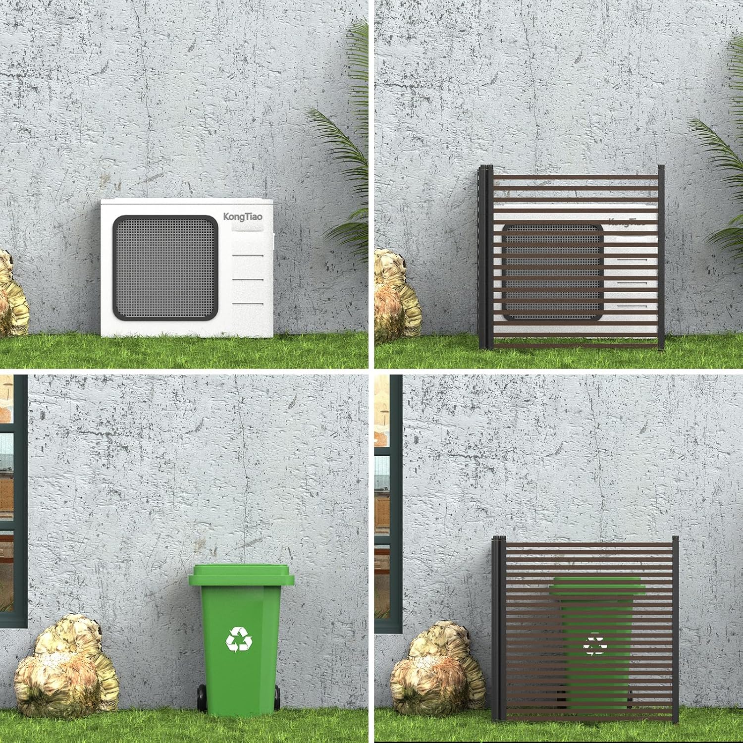 Courtyard Privacy Screen - Length: 43 inches, Height: 47 inches Metal terrace screen, PE coated steel pipe, suitable for outdoor trash cans, air conditioning, swimming pool equipment fences (2 panels)