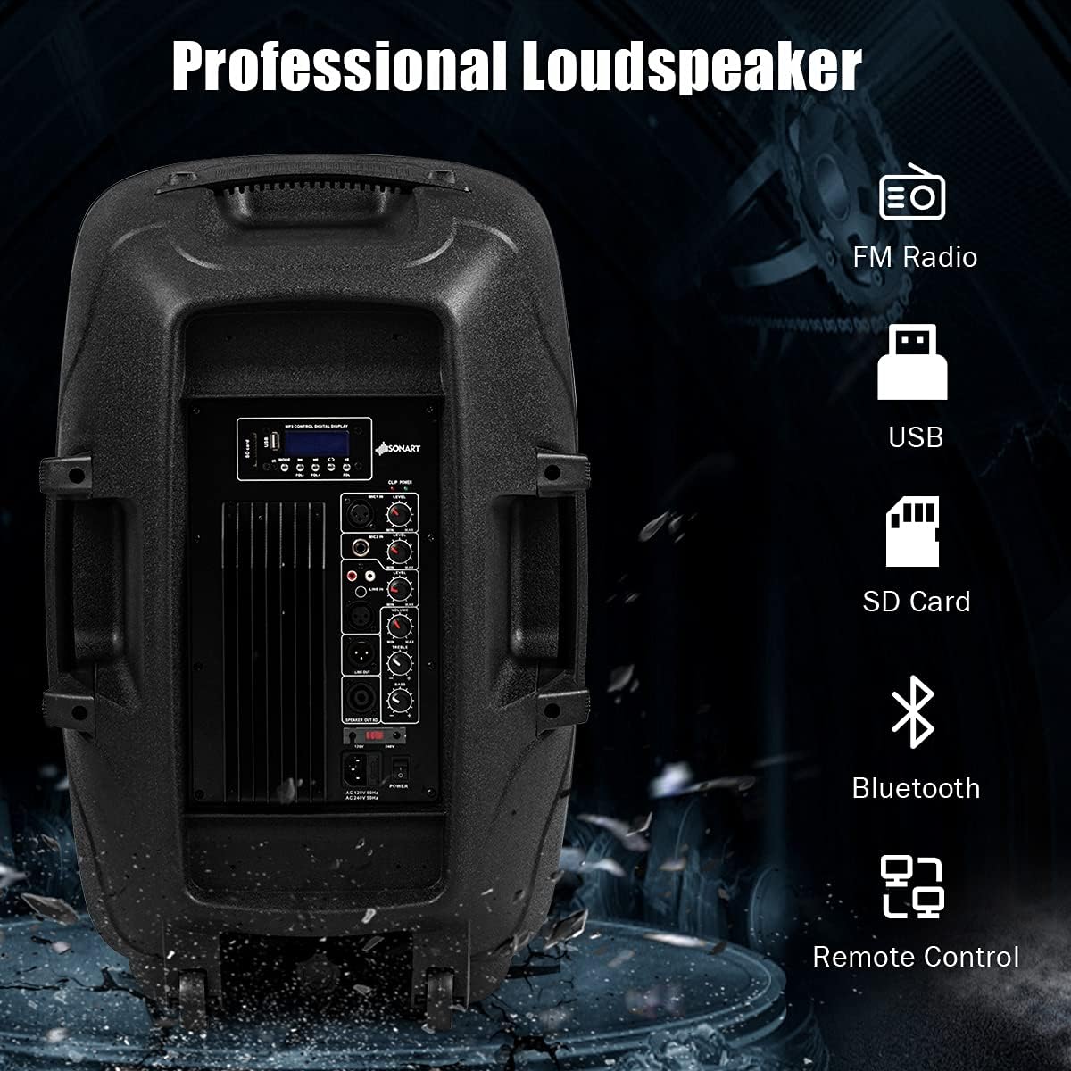 Costzon 2-Way Powered PA Speakers System Combo Set, 12 1600W Portable Dual Passive Active Speaker with 2 Speaker Stands, Bluetooth, USB/SD Card, AUX MP3 FM Radio, Microphone, Remote Control (12)