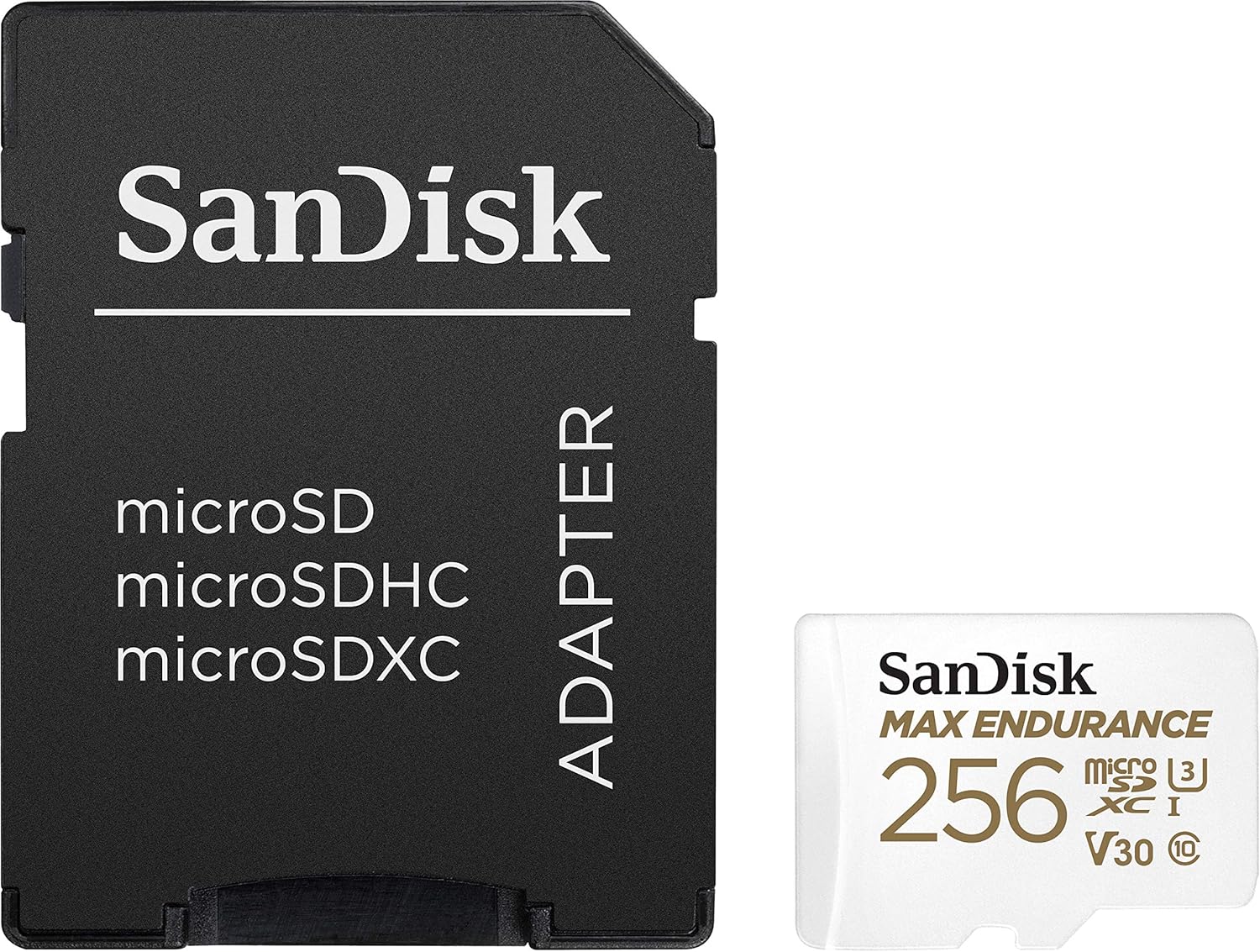 SanDisk 256GB MAX Endurance microSDXC Card with Adapter for Home Security Cameras and Dash cams - C10, U3, V30, 4K UHD, Micro SD Card - SDSQQVR-256G-GN6IA Pack of 2