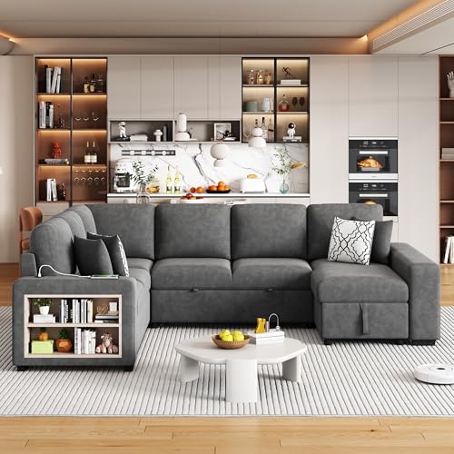 Oversized U-Shaped Sectional Sofa Couch Plush Corduroy Upholstered Modular Deep Seat Sofa&Couch Sectional W/Right Facing Chaise Lounge and 7 Toss Pillows for Home Apartment Living Room Furniture Sets
