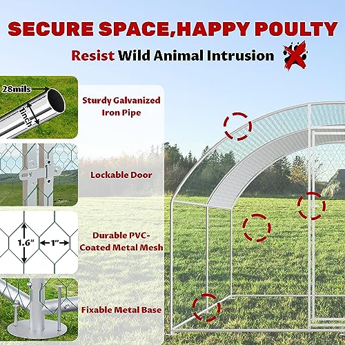 Chicken Coop Large Metal Chicken House/Pen for 6/10 Chickens with Waterproof Cover Walk-in Poultry Cage for Chicken Run,Chicken House for Outdoor Farm Use(9.8'Lx6.5'Wx6.5'H)