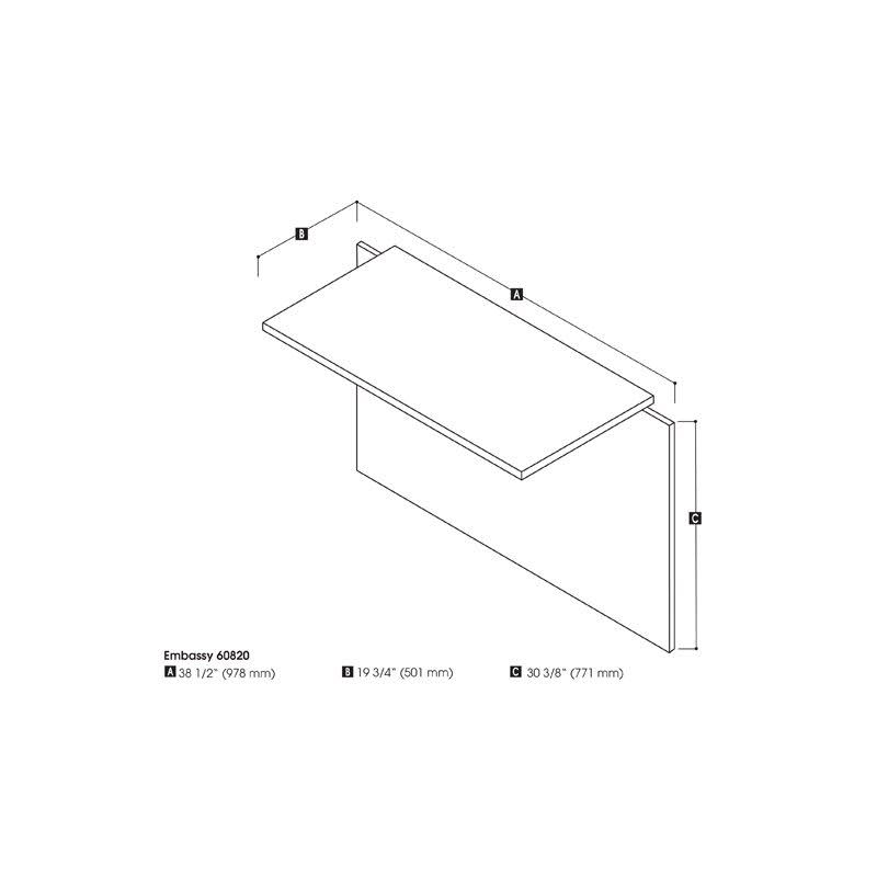 Bestar 60820-000035 39 in. Embassy Desk Bridge Walnut Gray