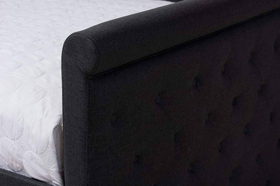 Baxton Studio Alena Daybed with Trundle, Dark Grey, Queen