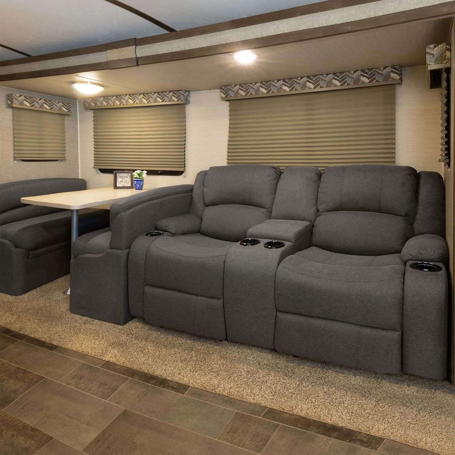 RecPro RV Blinds Pleated Shades | Cappuccino | RV Window Shades | Camper | Trailer (26 W x 50 L)
