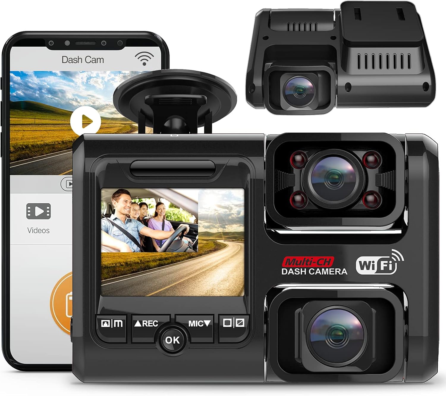 2021 Upgrade 4K 2160P Front and Cabin 1080P+1080P Dual FHD Dash Cam Built in WiFi for Cars Taxi, 24H Parking Monitor, Infrared Night Vision, G-Sensor, 2.0" LCD Loop Recording Car Camera, D30H Pack of 2