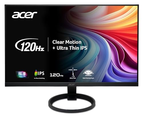 Acer 23.8” Full HD 1920 x 1080 IPS Zero Frame Home Office Computer Monitor - 178° Wide View Angle - 16.7M - NTSC 72% Color Gamut - Low Blue Light - Tilt Compatible - VGA HDMI DVI R240HY bidx