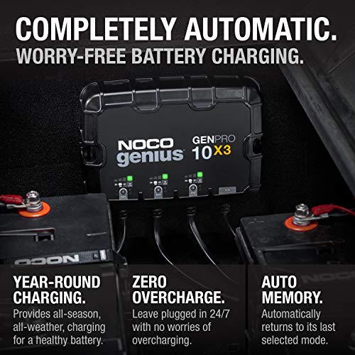 NOCO Genius GENPRO10X3: 3-Bank, 30A Onboard Battery Charger - 10A Per Bank, 12V Waterproof Marine Charger with Overcharge Protection & Temperature Compensation – for Lead-Acid & Lithium Batteries