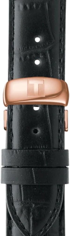 Tissot Mens Le Locle Powermatic 80 316L Stainless Steel case with Rose Gold PVD Coating Automatic Watches, Black, Leather, 19 (T0064073605300)