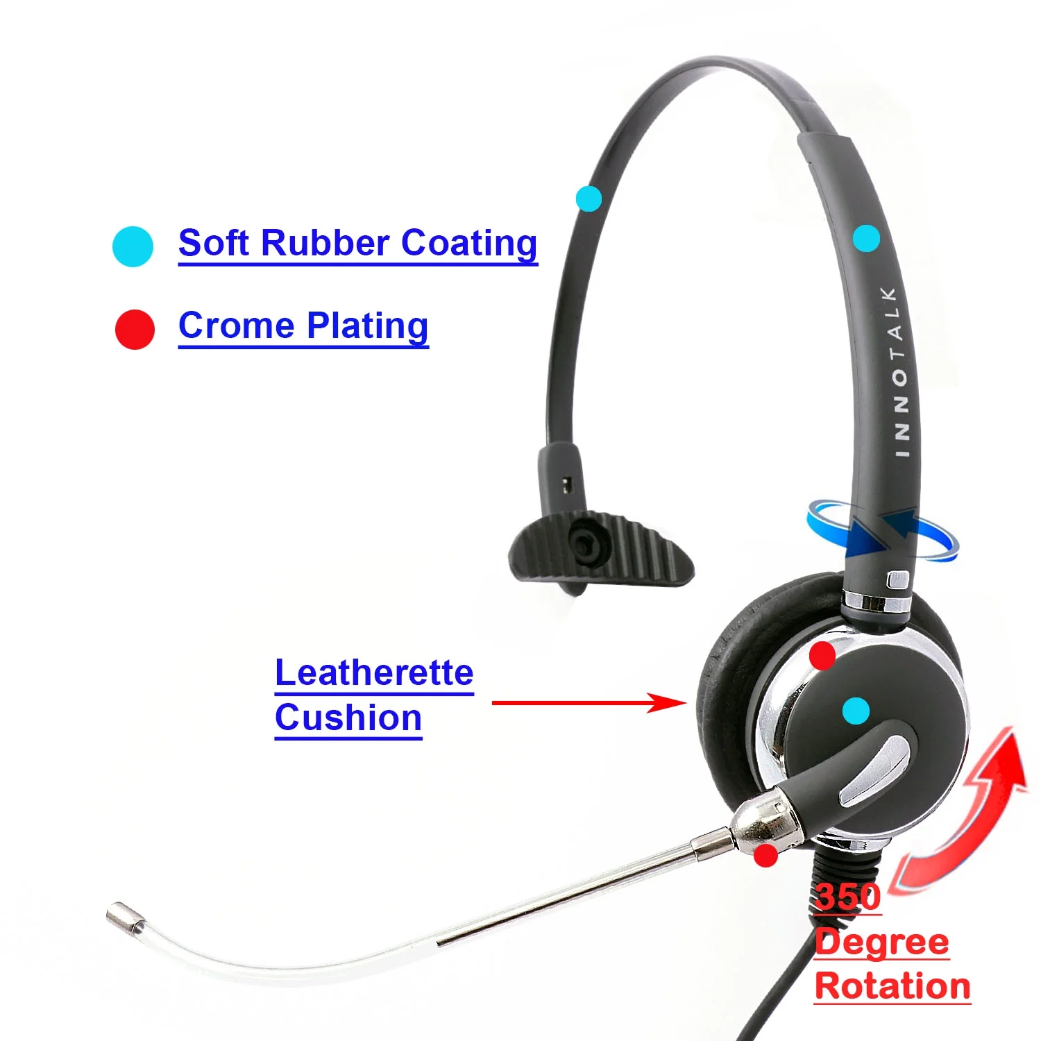 Cisco 8811, 8841, 8851, 8861, 8865 Professional Voice Tube Microphone Headset + Plantronics Compatible QD Cord