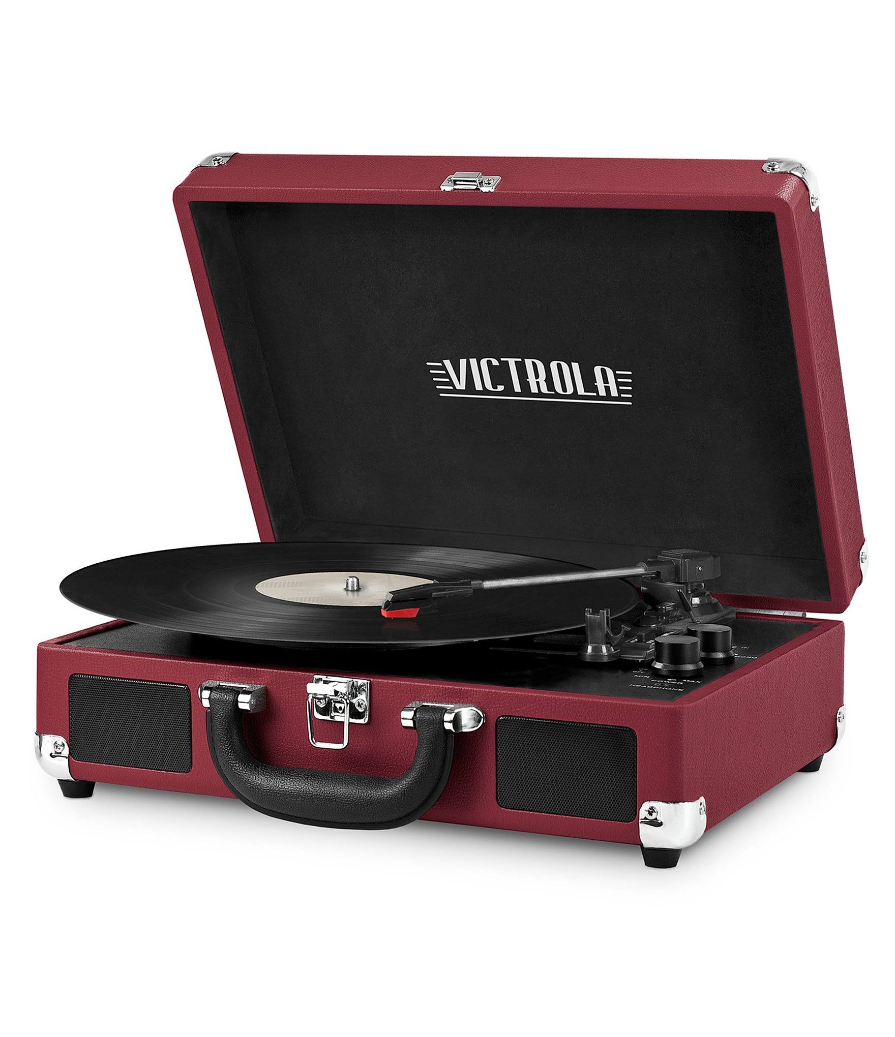Victrola Bluetooth Suitcase Record Player with 3-Speed Turntable (Marsala)