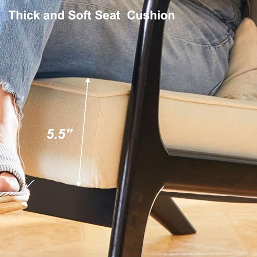 Belffin Accent Chair Modern Mid-Century Linen ArmChair Upholstered Arm Chair with Soft Cushion Solid Wood Accent Side Chairs Light Grey
