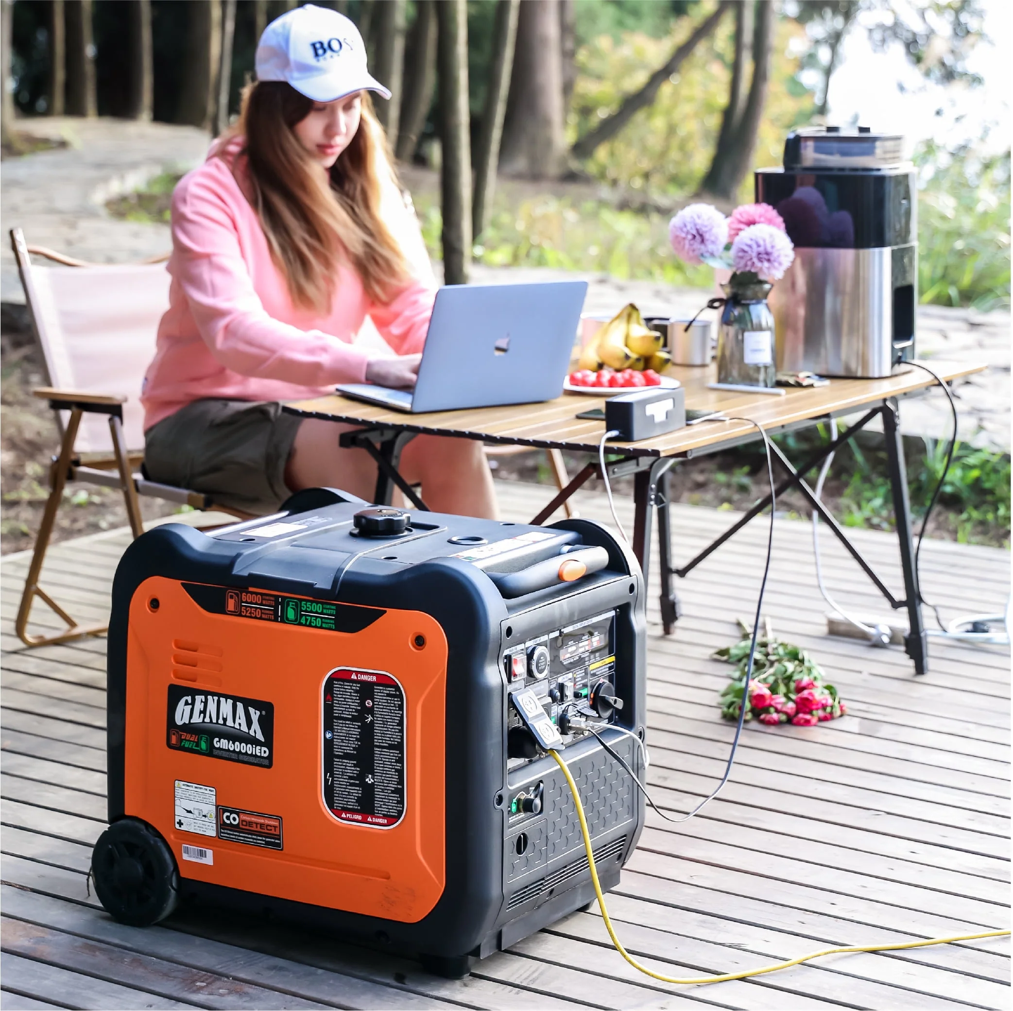 Genmax 6000W Dual Fuel Quiet Portable Inverter Generator with Remote/Electric Start, EPA Compliant (GM6000iED)