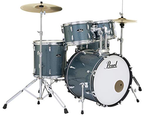 Pearl Roadshow Drum Set 4-Piece Complete Kit with Cymbals and Stands, Charcoal Metallic (RS584C/C706)