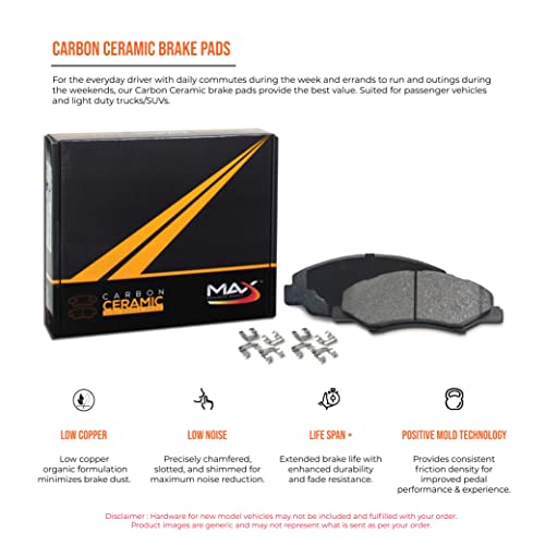 Max Advanced Brakes Rear Brake Kit For 2010 2011 2012 2013 2014 2015 2016 2017 Chevy Equinox GMC Terrain Replacement Geomet Coated OE Disc Brake Rotors and Ceramic Brake Pads