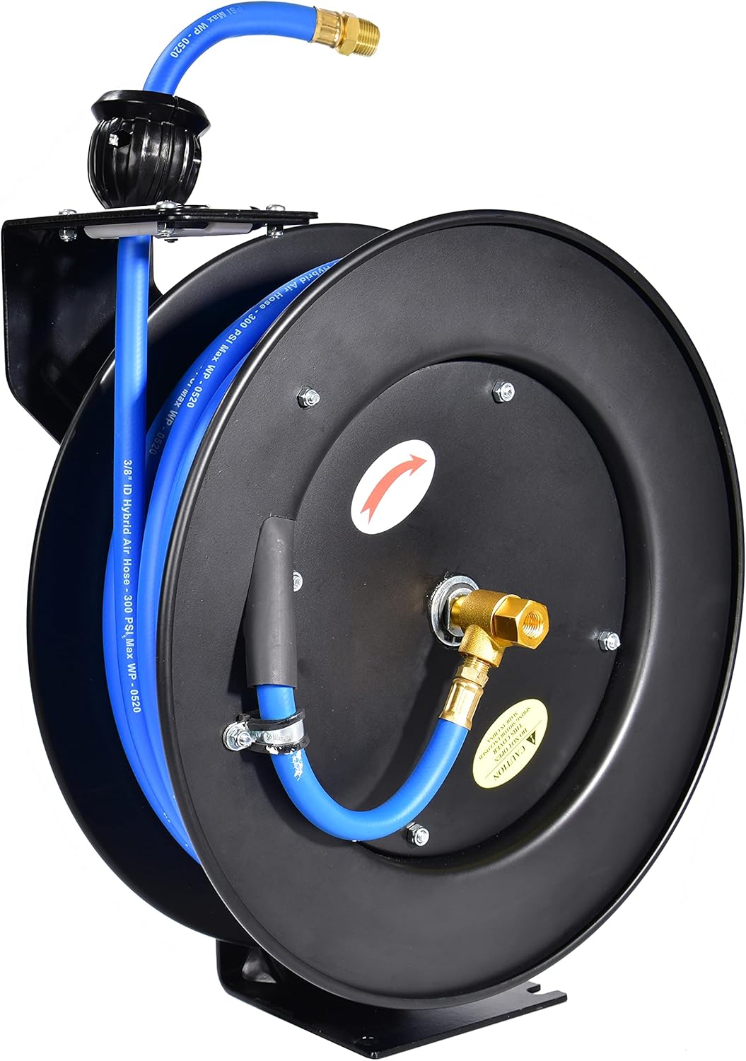 Aain AE39 Heavy Duty Air Hose Reel With 50FT Auto Rewind Preminium Retractable air hose,Steel Construction Industrial Air Hose Reel Wall Mount 3/8" Flexiable Hybrid Hose
