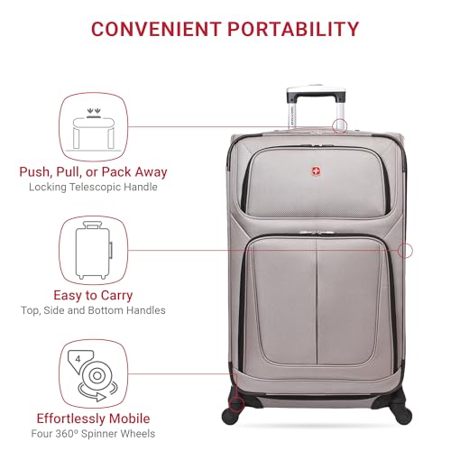 SwissGear Sion Softside Expandable Luggage, Black, Checked-Large 29-Inch