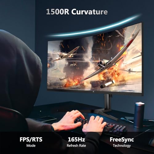 Z-Edge UG34 34" Ultrawide 2K Curved Gaming Monitor with 165Hz Refresh Rate, 21:9 Aspect Ratio, 1ms MPRT, 3440x1440 Resolution, 1500R Curvature, VA Panel, 178 Viewing Angles, AMD Freesync