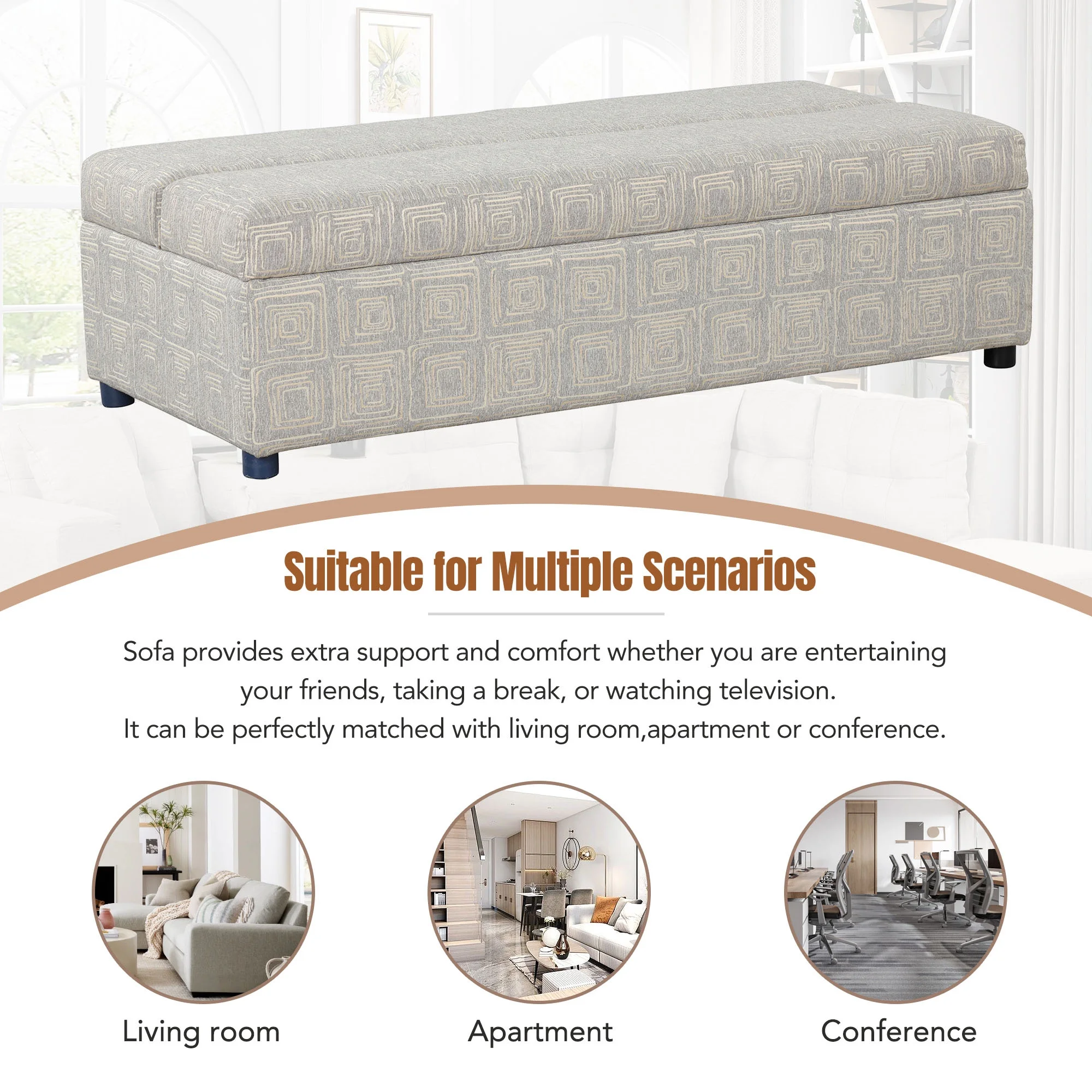 Soges 63" Folding Ottoman Sleeper Bed with Mattress Convertible Guest Bed, Gray