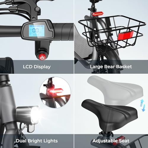 Jasion JS3/PRO Electric Scooter with Seat, 650/850W Peak Motor Electric Scooter Adults, 20/25Miles Ranges Sports Scooter for Adults, 20/25MPH Max Speed, Foldable E-Scooter for Pets, Disc Brakes