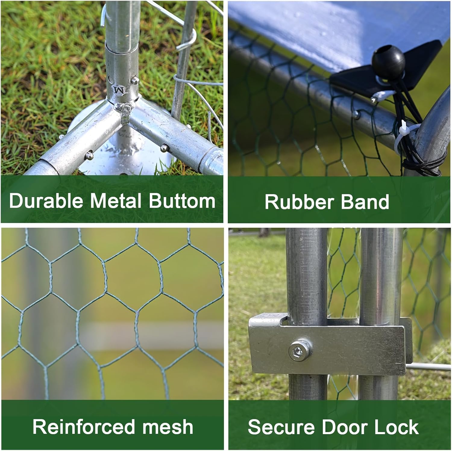 13x10x6.5 FT Metal Chicken Coop Walk in Chicken Run Cage for Chickens, Rabbits House, Duck House, Chicken Runs Poultry Cage for Yard with Waterproof Cover