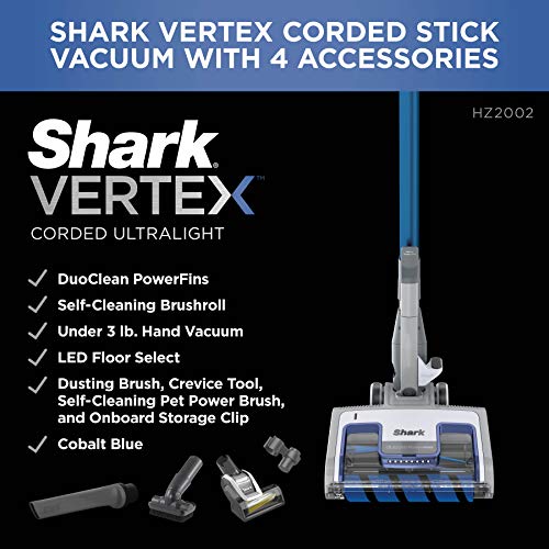 Shark HV322 Rocket Deluxe Pro Corded Stick Vacuum with LED Headlights, XL Dust Cup, Lightweight, Perfect for Pet Hair Pickup, Converts to a Hand Vacuum, with Pet Attachments, Bordeaux/Silver