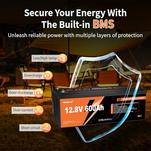 12V 300Ah LiFePO4 Lithium Battery, Built-in 200A BMS with 6000+ Deep Cycles Rechargeable 3840Wh Lithium Battery for RV Solar Marine Solar Panel Camping