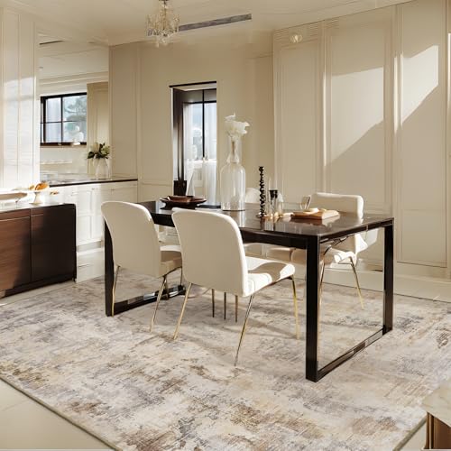 tchido Area Rug 8x10 Rugs for Living Room Modern Abstract Rug Washable Foldable Rug Non Slip Area Rug for Living Room Bedroom Dining Room Home Office Farmhouse Rugs Light Grey/Blue