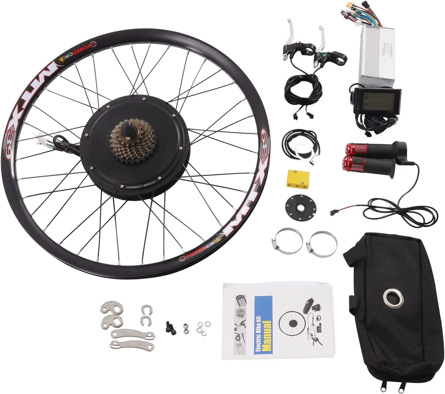 Miumaeov 27.5" Rear Wheel Electric Bicycle Conversion Kit Refitting LCD 72V 2000W Motor