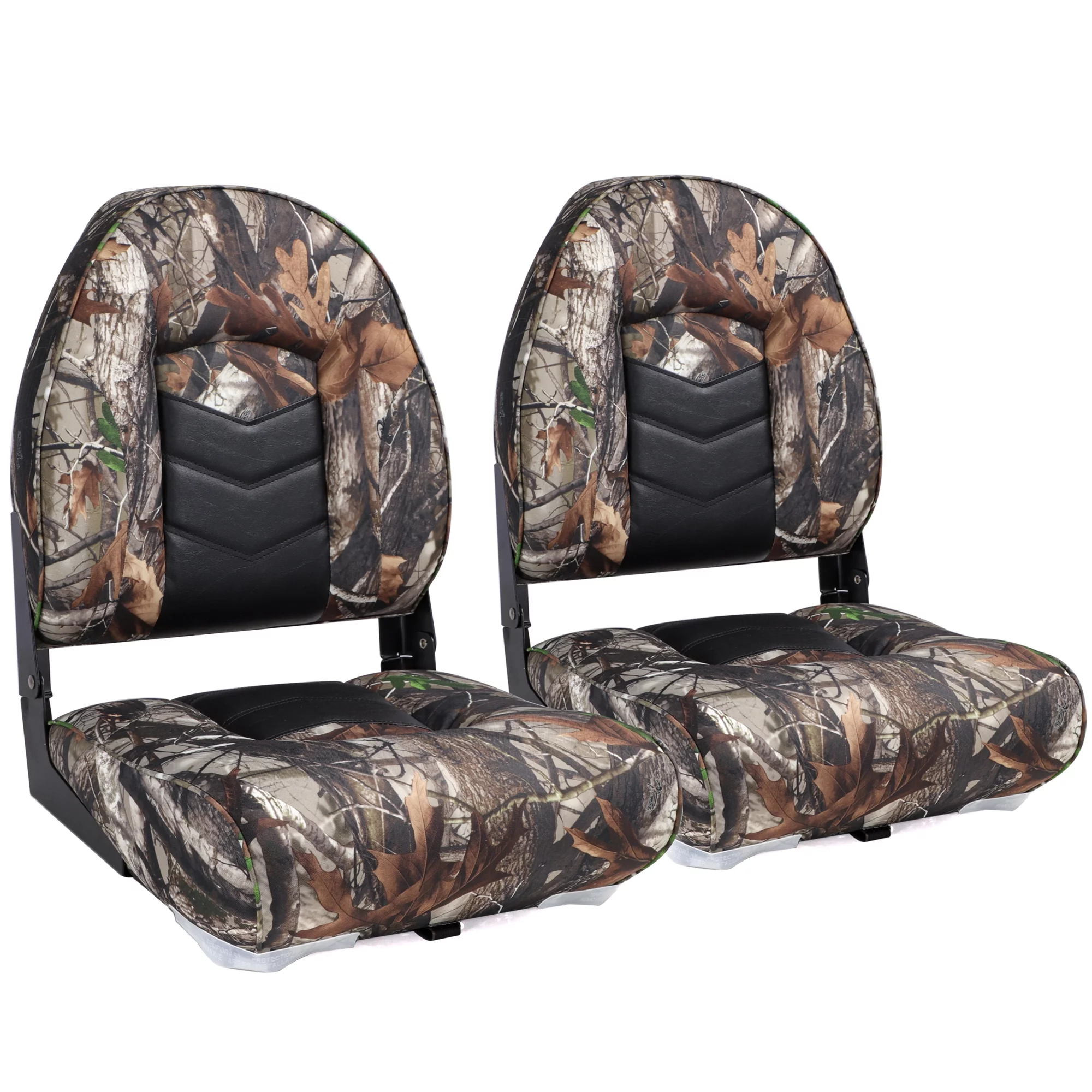 NORTHCAPTAIN Premium High Back Folding Boat Seat,Stainless Steel Screws Included,Camo/Black(2 Seats)