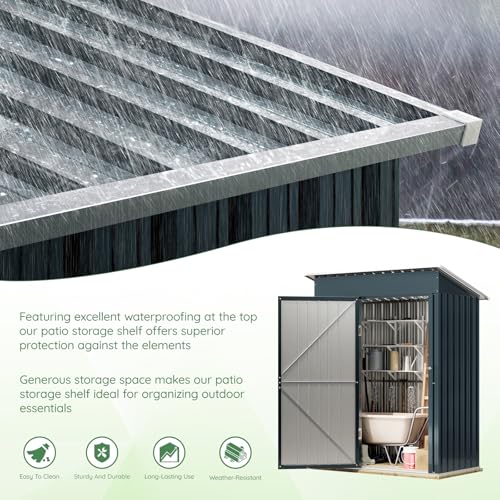 10X12X7.5 FT Outdoor Steel Storage Shed with Lockable Doors, 2 Windows, Transparent Roof Panels (Wood Panels & Frame Floor Not Included), Ideal for Patio Storage,Garbage Can, Chicken Coop，Brown