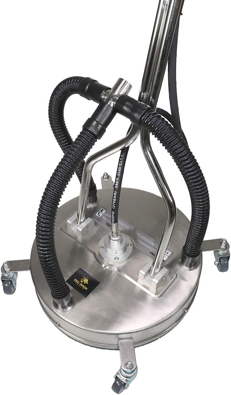 21" Stainless Steel Surface Cleaner with Vacuum Port, Wheels, and Wand Pressure Washer Attachment 4000 PSI, 12 GPM