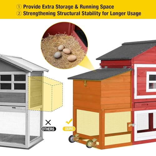 Aivituvin Chicken Coop Mobile Hen Coop, Large Poultry Cage with Wheels Outdoor Backyard Chicken House