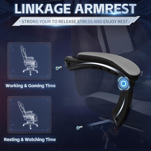 Gaming Chairs for Adults, Computer Chair with Footrest and Ergonomic High Back, Big and Tall Gamer Chairs with Massage Lumbar Support, 360° Swivel Height Adjustable, Blue