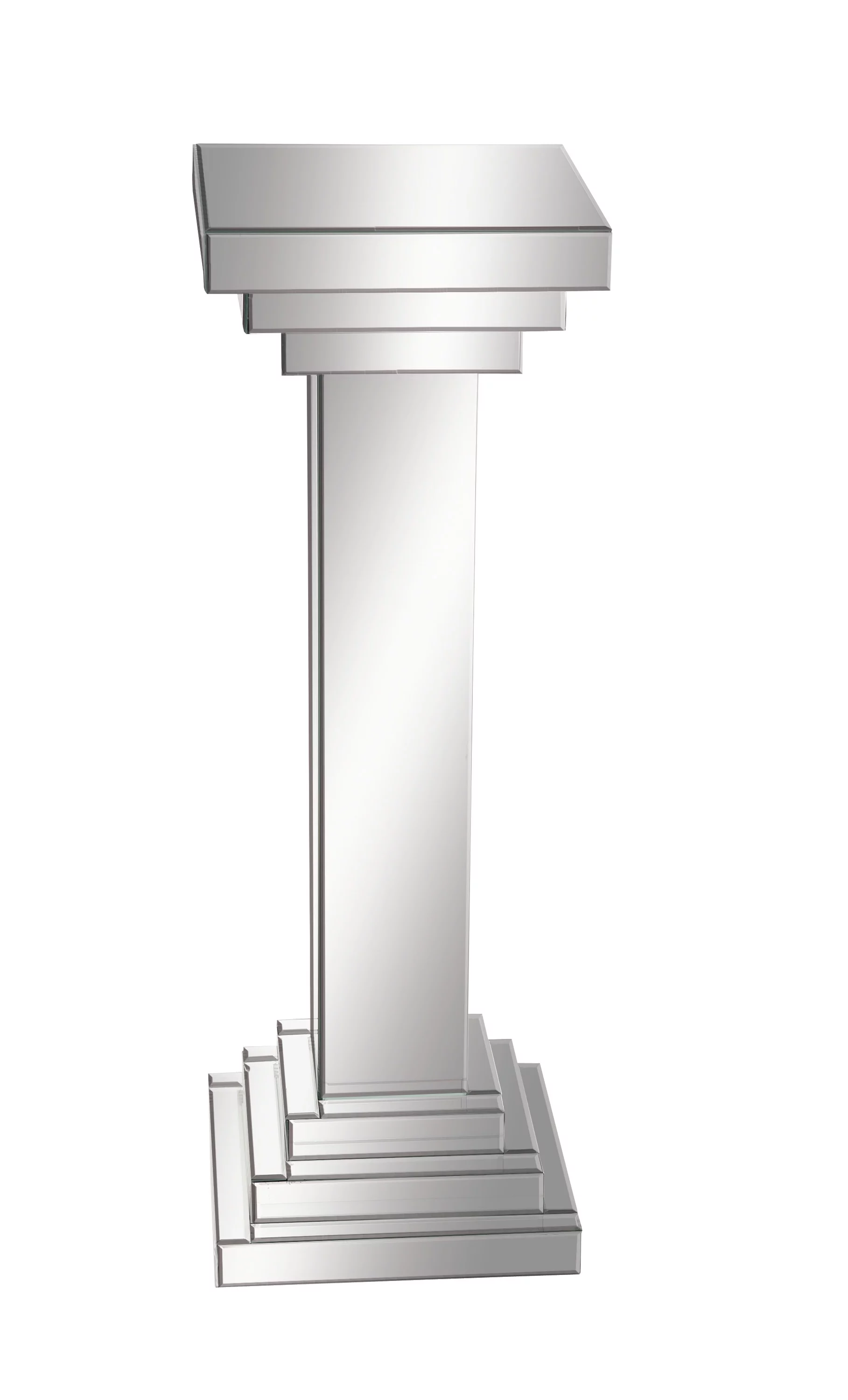 DecMode 12" x 36" Silver Glass Mirrored Pedestal Table, 1-Piece