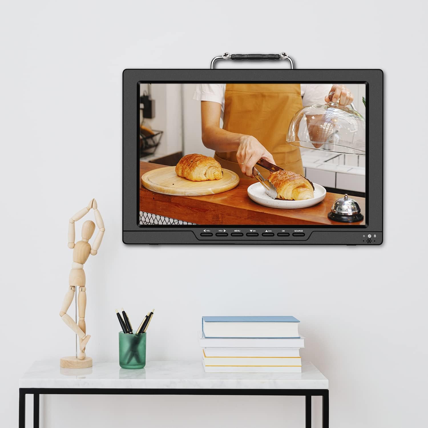 13.3 Inch Small TV,Portable TV with ATSC Digital TV,Support Camping,Car,Travel, Rechargeable Battery with USB,AV Video,HDMI Input Port,