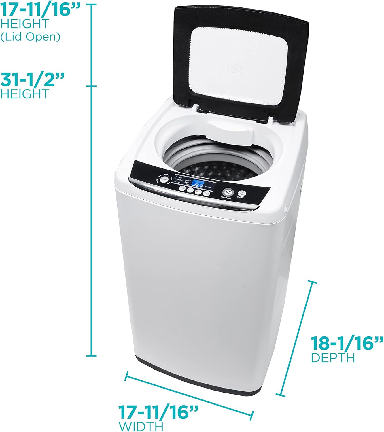 Portable Laundry Washing Machine by BLACK+DECKER, Compact Pulsator Washer for Clothes, .9 Cubic ft. Tub, White, BPWM09W