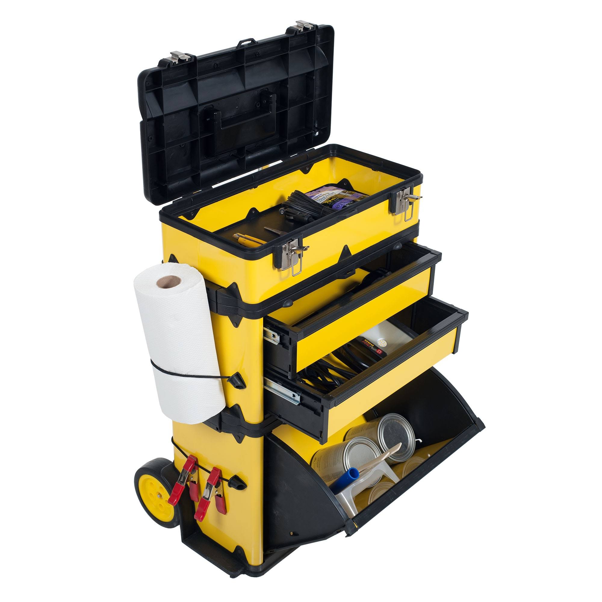 Stalwart Mobile Stacking Portable Metal Trolley Tool Box Chest