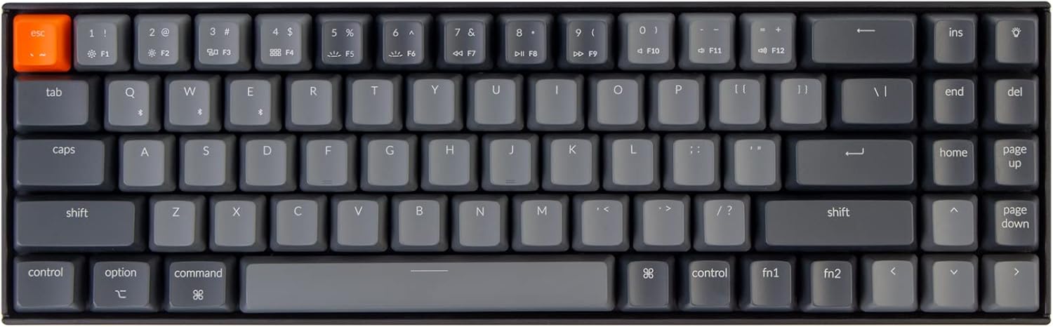 Keychron K14 70% Layout 72 Keys Hot-Swappable Bluetooth Wireless/USB Wired Mechanical Gaming Keyboard with Gateron G Pro Blue Switch/Multitasking/White LED Backlight Computer Keyboard for Mac Windows