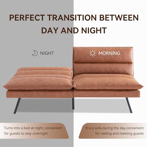 Futon Sofa Bed, Memory Foam Futon Armless Sleeper Sofa Loveseat Convertible Couch Bed for Small Compact Living Spaces,Apartment,Dark Black